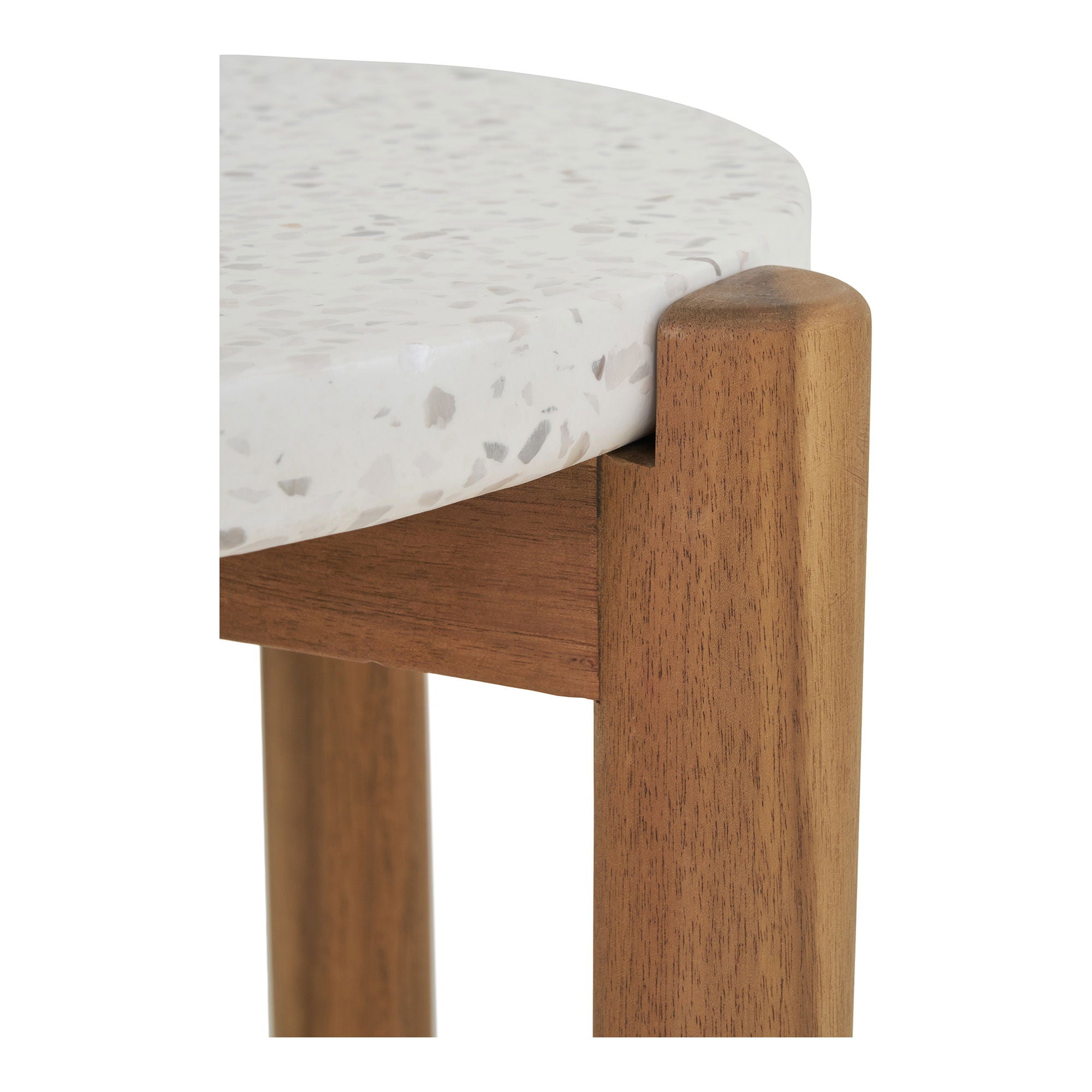 Terracina Beistelltisch – Akazienholz & Terrazzo, natur, Ø37×46 cm